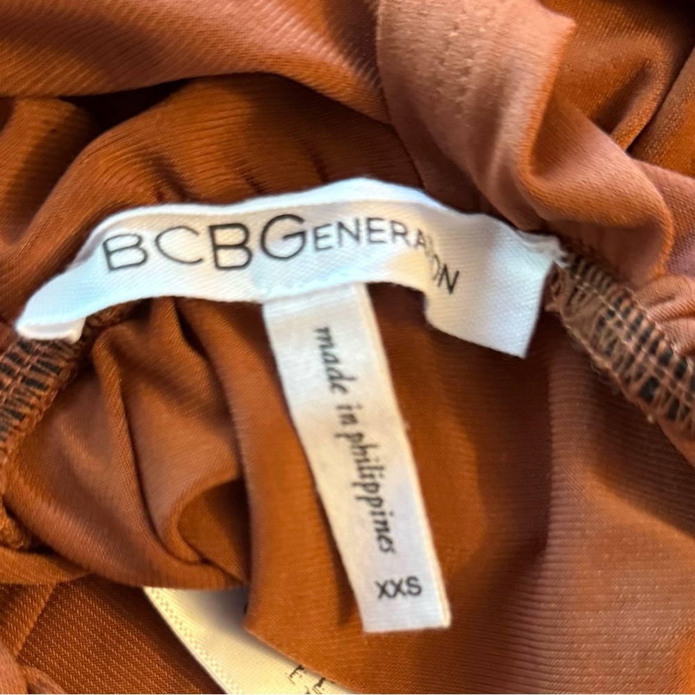 Bcbgeneration: Rust Draped V-Neck Blouse Bodysuit - image 4